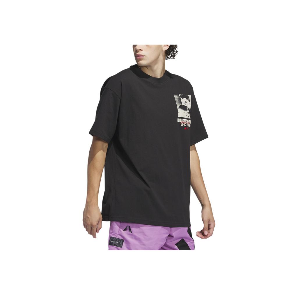 adidas Anthony Edwards Series Basketball FW24 Letter Logo Print Crew Neck Short Sleeve T-Shirt Men Tops Black IY1593