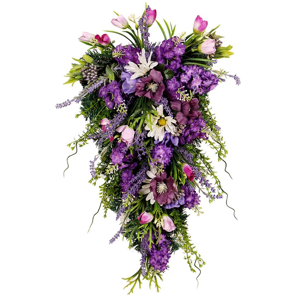 Flower Swag Decor Wall Hanging Decorative Teardrop Wreath for Home