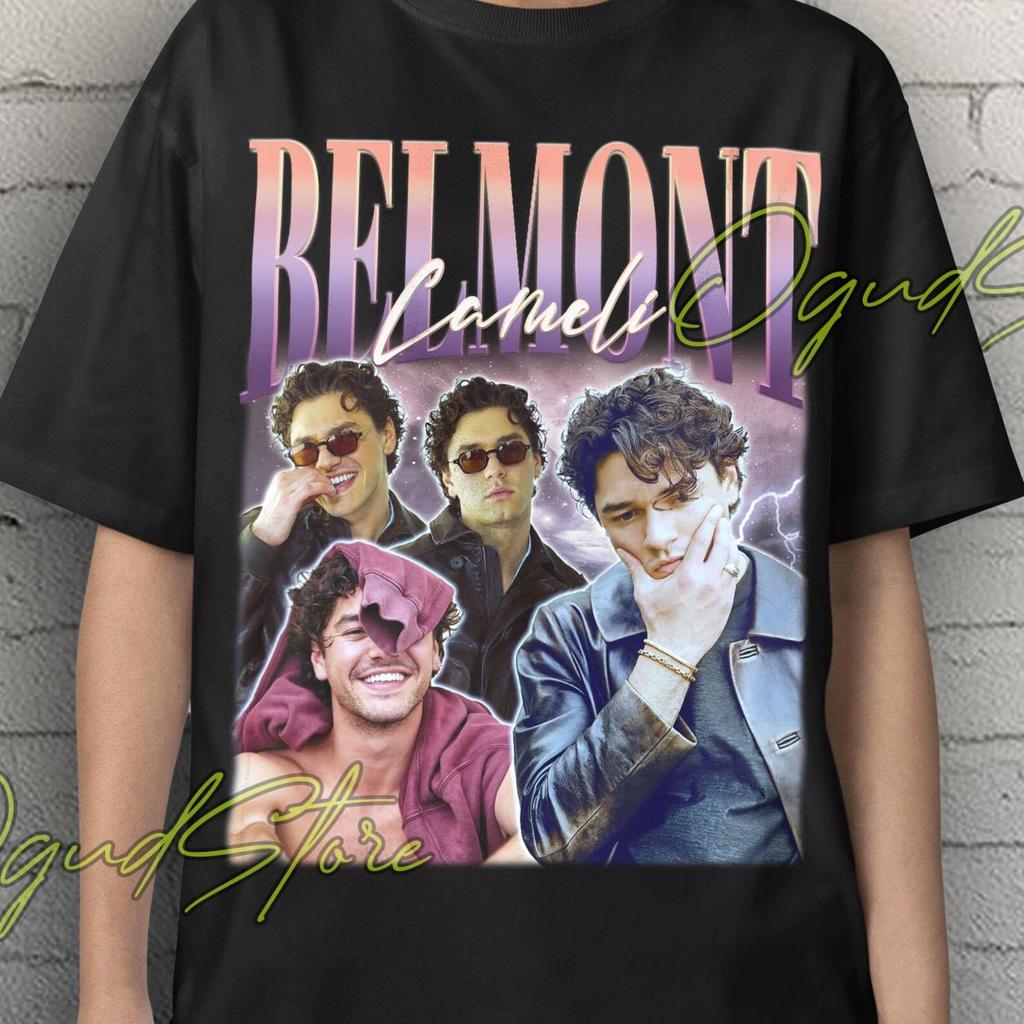 T-Shirt Collage Retrò Belmont Cameli, Maglietta Abbigliamento Film