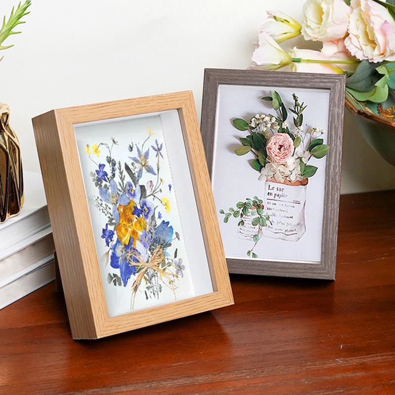 1ks obdélníkový ručně vyráběný DIY domácí dekorace moderní jednoduchý dutý 3cm umělecký styl sušené květiny úložný rám suchá koláž