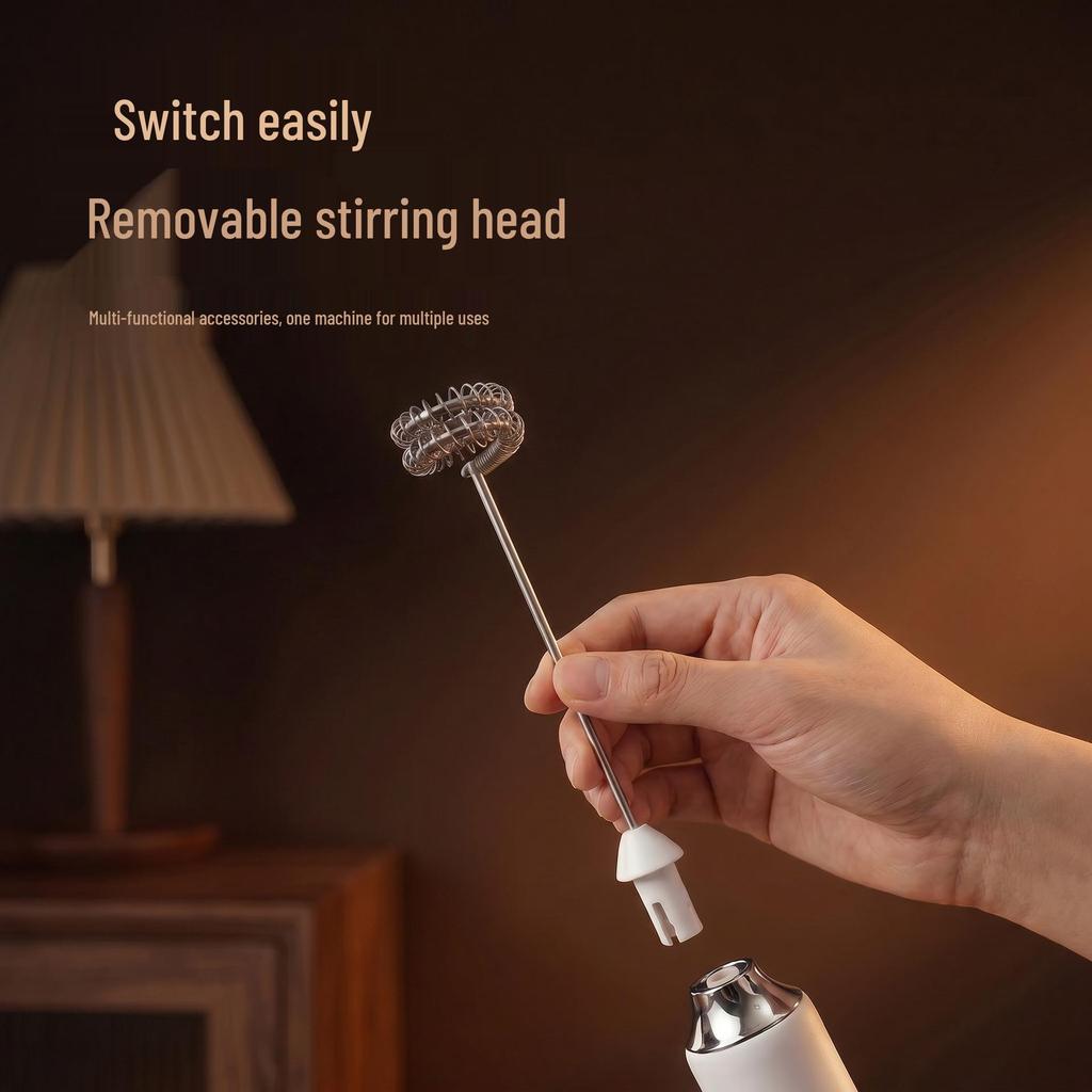 Smart Digital Milk Frother with Type-C Charging – Handheld Egg Beater & Coffee Frother