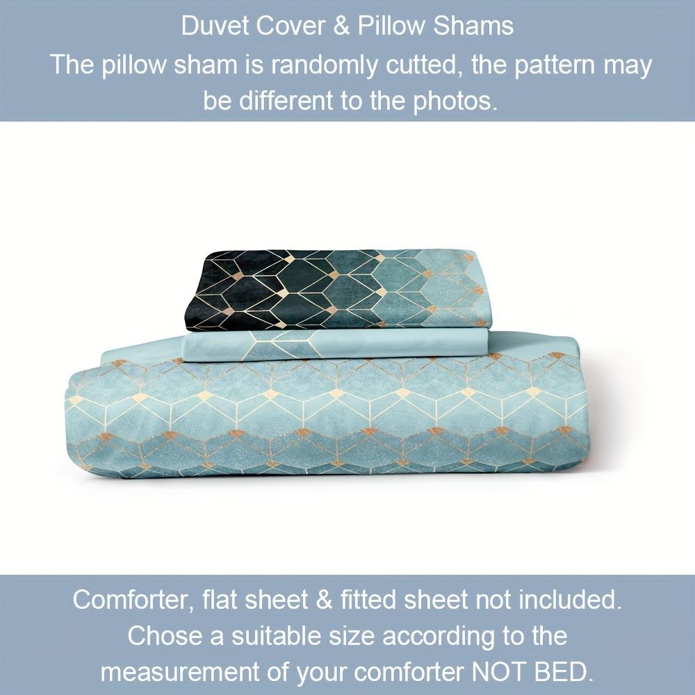 3Pcs Multiple Colors Available Luxe Geometric Marble Pattern Duvet Cover Set - Breathable Polyester Zippered Machine Washable