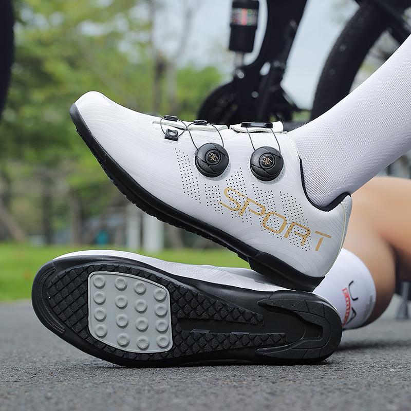 

Професійне чоловіче велосипедне взуття дихаюче на твердій підошві, шосейне велосипедне взуття Booster Lock, жіноче SPD, шосейне велосипедне змагання 44 слонова кістка