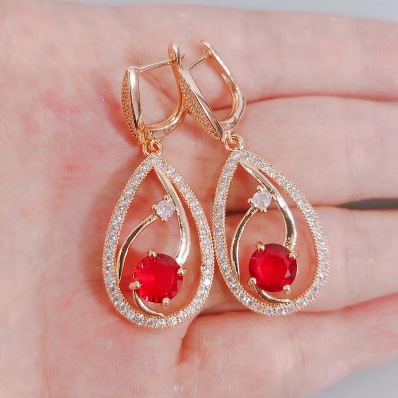 Korean Trendy Zircon Drop Shape Drop Earrings for Women Fashion Gold Color Earring Jewelry Party Accessories
