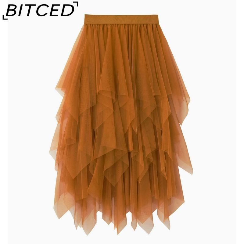 BITCED Damenmode Lässig Einfarbig Druck Sommer Frühlingsrock