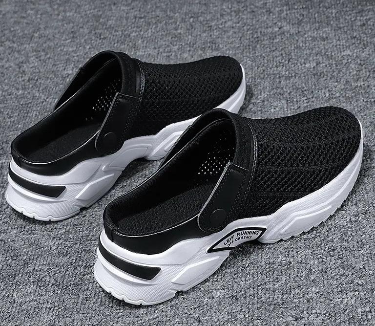 

Мужские сандалии студенческие дырочки дырочки сумка голова сандалии пляжная обувь мужские полушлепанцы 2025 холодные липкие шлепанцы большой размер 44 чёрный