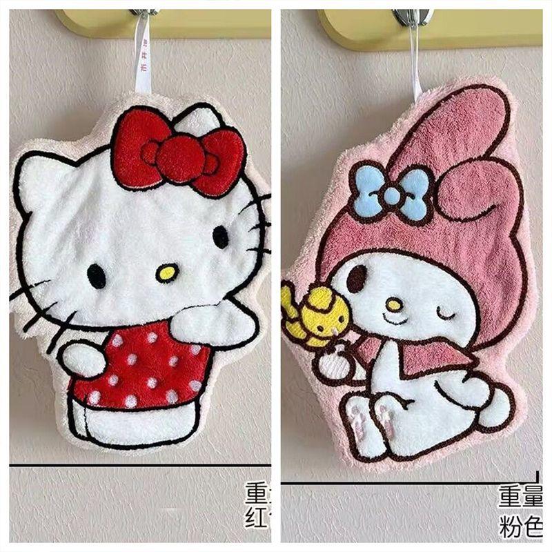 Sanrio  My Melody Pochacco Kawaii Cute Hand Towel Water-Absorbent Coral Fleece Kitchen Decor Quick-Drying Girls Towel