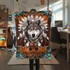 1Pc Indian Wolf Print Flannel Blanket, High quality Comfortable for All Seasons, Home Decor, Warmth and Comfort, Perfect for Christmas Gifts