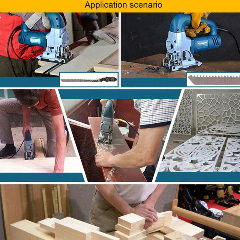 52pcs HCS HSS T-shank Jigsaw Blades Curved Metal Wood Assorted Jig Saw Blade Woodworking Fast Cutting Tools Accessories