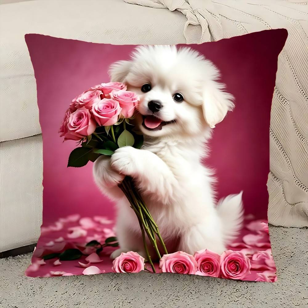 Eleganter Kissenbezug mit Hundemotiv, dekorativer rechteckiger Kissenbezug für Sofa und Wohnzimmer, ideal für Paare, Wohnzimmer, Schlafzimmer oder als Sofakissenbezug.