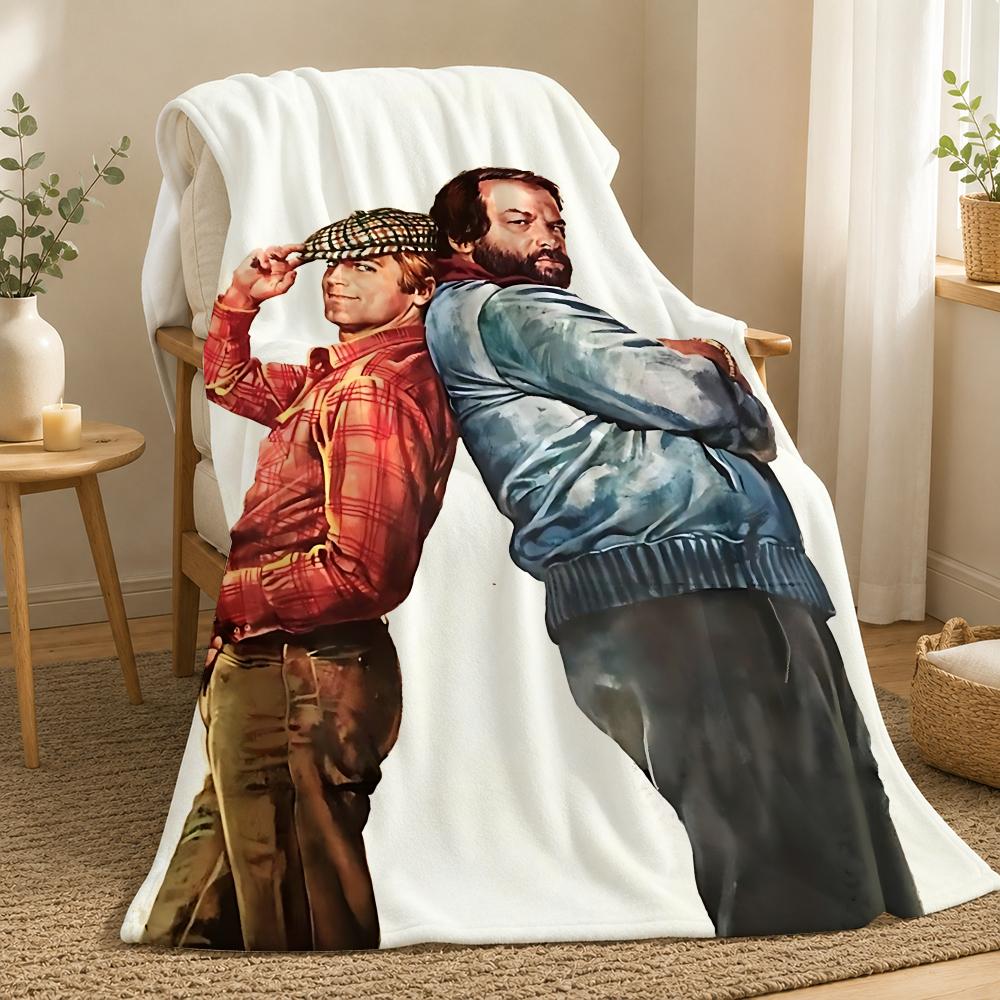 Terence Hill and Bud Spencer Actors Throw 240g flannel blanket, suitable for sofas, beds, offices, exquisite gift blankets