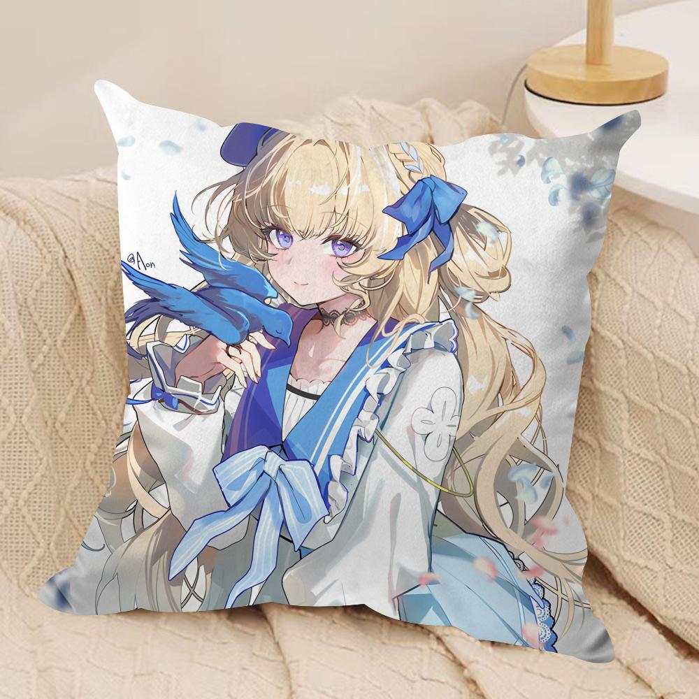 Phoebe cute wuthering waves Cushion Cover Silky Short Plush Invisible Zipper Dustproof Sofa Pillow Case for Home Decor