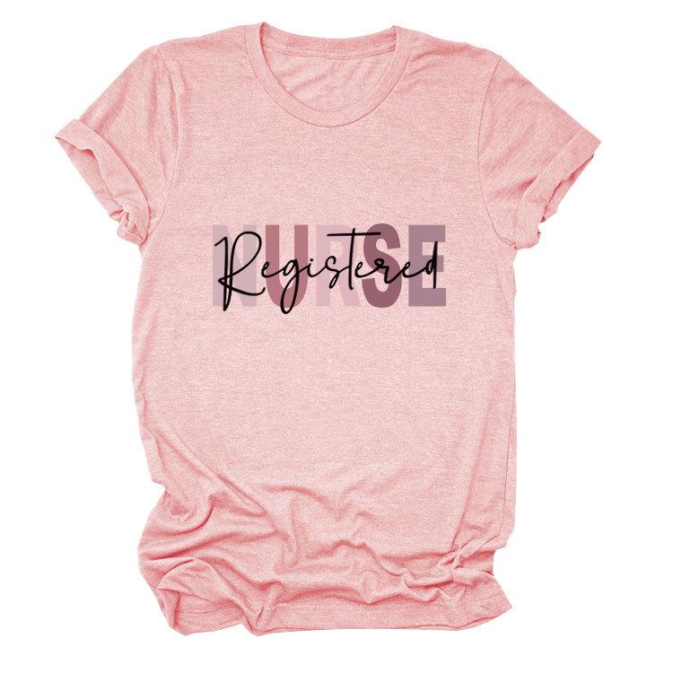 Summer Round Neck Letter Print Top Fashionable Casual Short Sleeved Women's T-shirts
