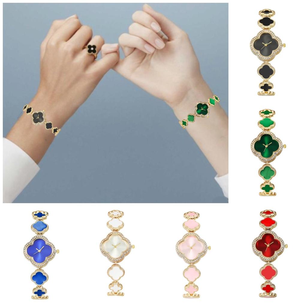 Clover Four Leaf Quartz Watch Leather Alhambra Wristwatch Accessory Gifts Girls