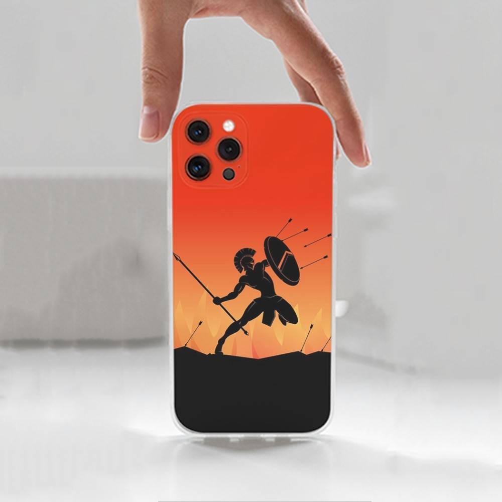 Spartan Warriors Case For iPhone X,14,16,Mini,XS,SE,12,15,Pro,17,Plus,11,Max,13,XR,Transparent Soft Cover