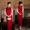 New Chinese style yellow jacquard Hong Kong style sleeveless cheongsam 1011 summer new improved and thin young daily wear