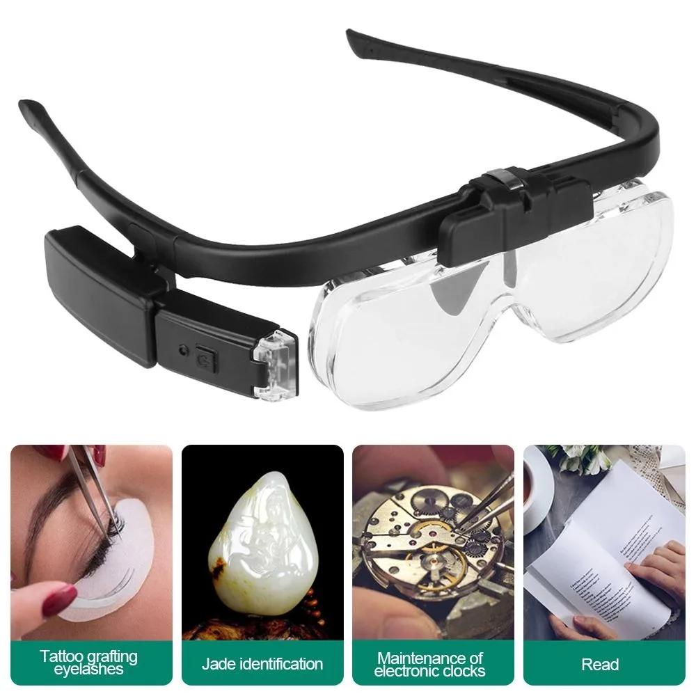 USB Rechargeable Reading Glasses Magnifier 1.5X 2.0X 2.5X 3.5X 4.5X With LED Magnifying Glasses HD Illuminated Magnifier