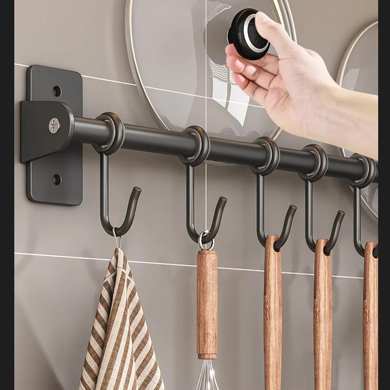 Kitchen Hook Rack Stainless Steel Wall Shelves Storage Utensils Holder Kitchen Accessories Organizer Wall Storage Rack No Punch