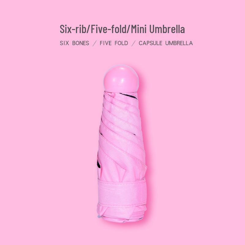 

Women s Dual-Use Compact Capsule Umbrella - Sun & Rain Protection, Five-Fold Design with UV Sunscreen, Ideal for Students. Black Coating Sun & Rain Dual Use