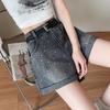 Women's Summer Slimming Rhinestone Denim Hot Pants - Loose Wide-Leg Petite Style