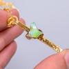 Natural Ethiopian Opal Gold Plated Electroformed Wedding Chain Necklace Jewelry V-79