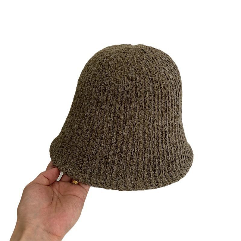 Autumn and winter new knitted basin hat women crochet dome bucket hat loose brimless versatile plain hat