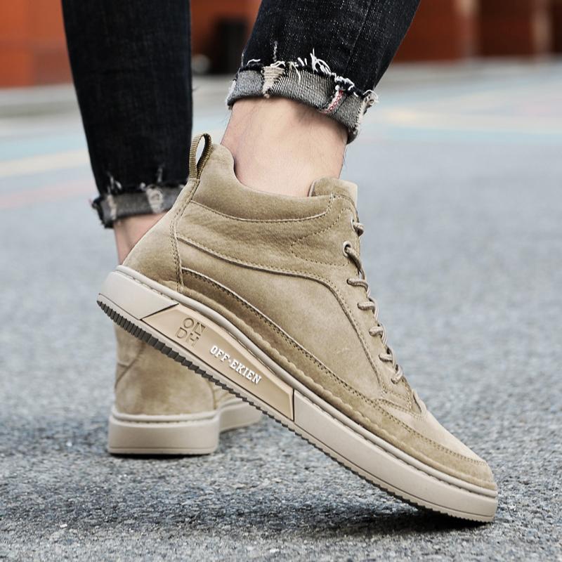 Winter Cow Suede Lace-up Desert Boots Comfort Outdoors Sneakers Ankle Boot Casual Shoes Men Plush Warm Soft Sole Cowboy Boots