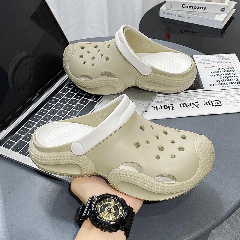 Couple contrasting EVA hole shoes fashionable and simple casual outdoor thick sole non-slip and wear-resistant
