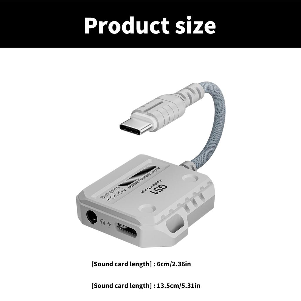 2 In 1 USB C Fast Charging Adapter With High Resolution Sound 60W Power Delivery Suitable For Gaming&Music Enthusiasts