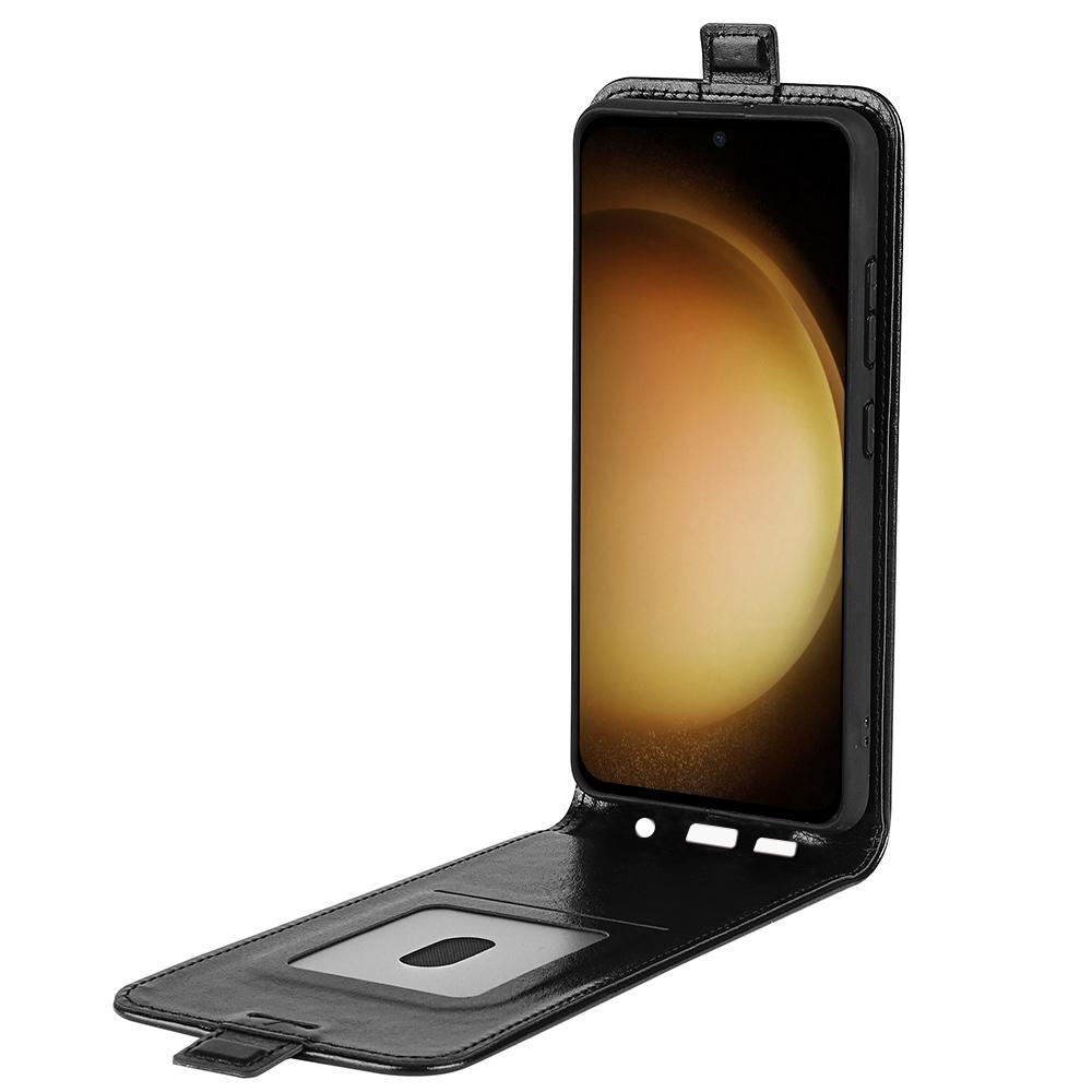 

For Samsung Galaxy S24+ Case PU Leather Vertical Flip Phone Cover Black