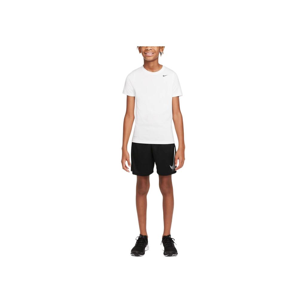 Nike Pure Color Brand Logo Print Elastic Waist Straight Leg Kids Shorts Kids Bottoms Black DM8537-010