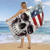 American Flag Skull Beach Towel Oversized Absorbent Towels Quick Dry Pool Towel Lightweight Bath Towels Sandproof Beach Blanket