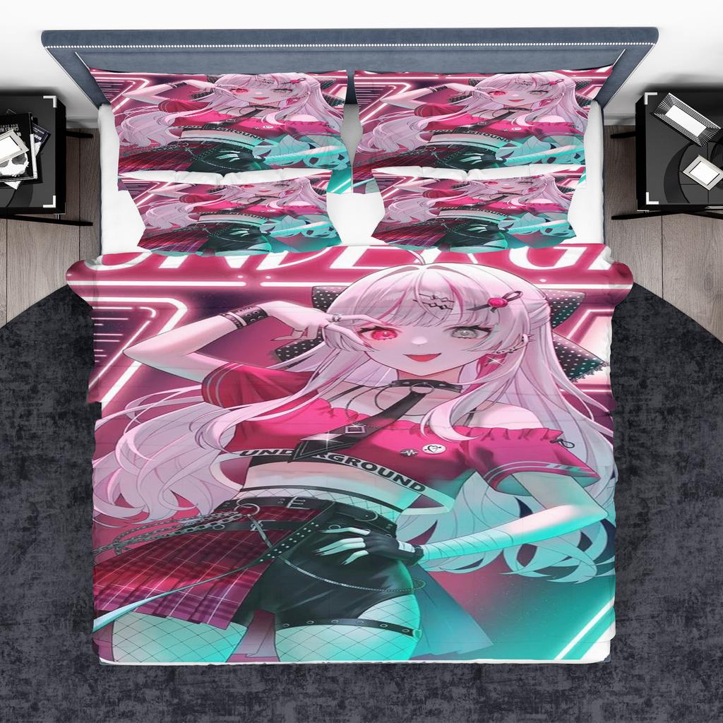 Beautiful Girl Duvet Cover Cartoon 3-Piece Set Children Cute Polyester Soft Breathable Comforter Animation Bedding