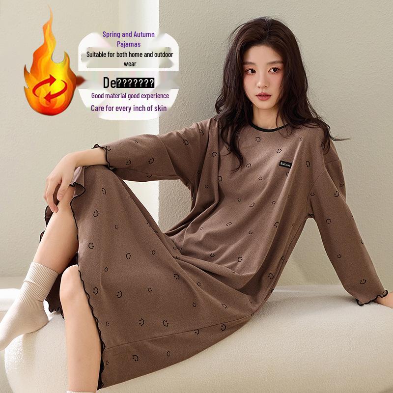 Velvet Nightgown for Women: Cozy, Skin-Friendly Mid-Length Cashmere Sweater Pajamas for Autumn/Winter - Wear Indoors or Out.