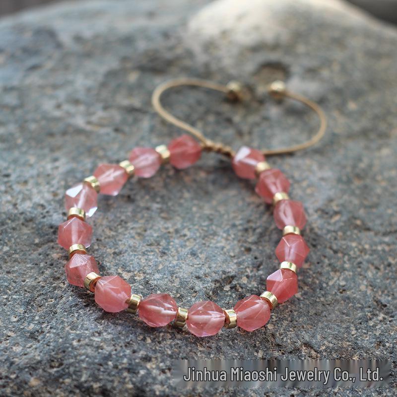 Bohemian Woven Rhombus Cut Tiger's Eye Crystal Bracelet