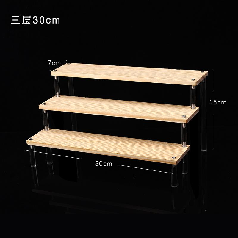 Clear Acrylic Soild Wood Display Stand for Amiibo Funko POP Figures,Cupcake Cosmetic Nail Polish Jewelry for Display Riser Shelf