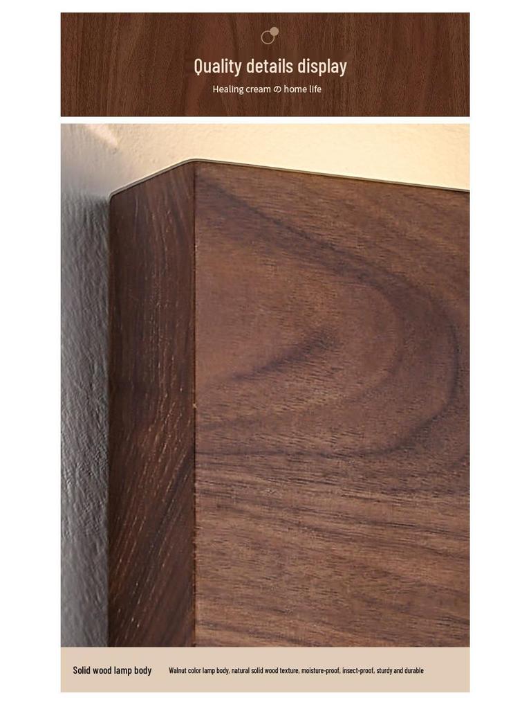 Mid-Century Solid Walnut Wall Lamp: Full Spectrum Eye Protection for Bedroom or Stairway
