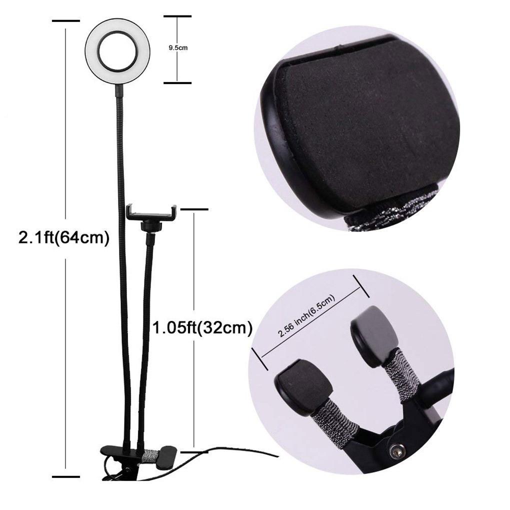 Selfie Flash Ring Light & Mobile Phone Holder Camera Long Arm USB Clip On