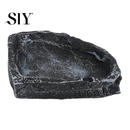Natural Habitat Reptile Food Dish Feeding Realistic Stone-Like Water Bowl Terrarium Imitation Rock Texture Corner for Bearded Dragons Lizard