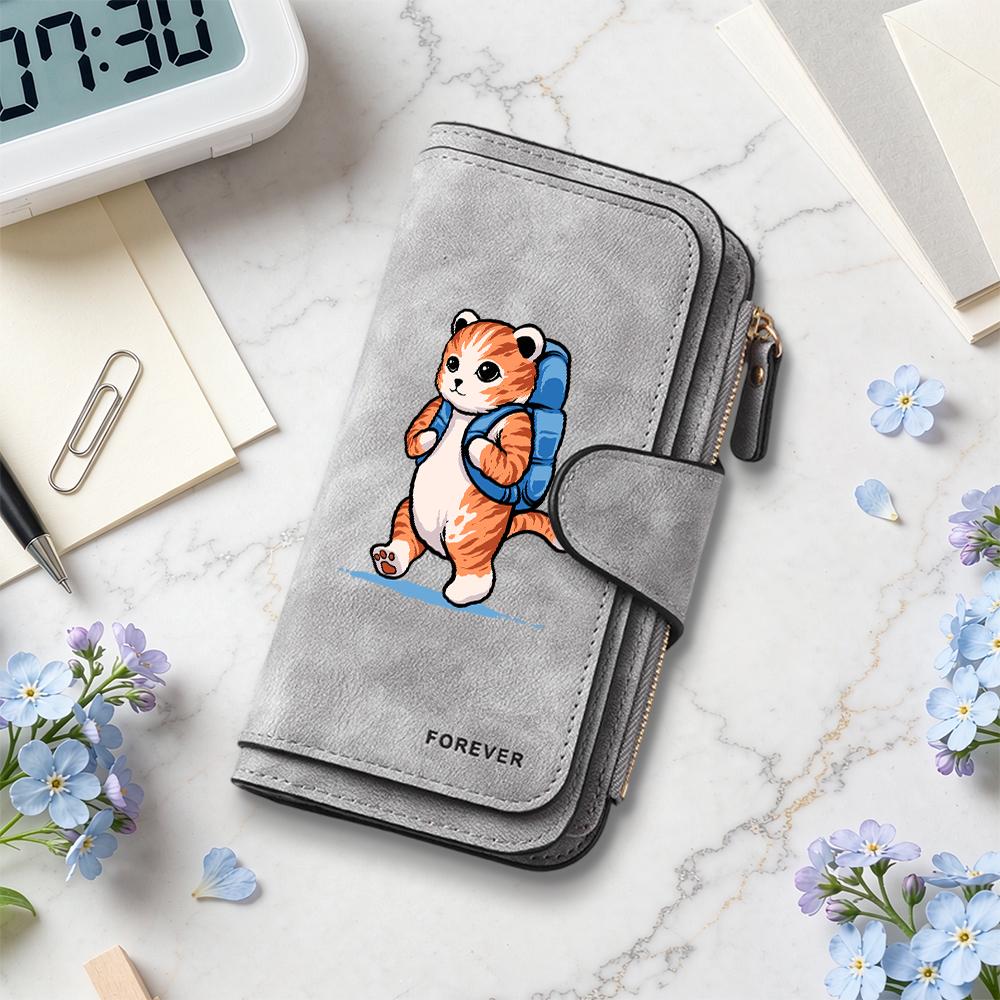 Cute Tiger Pattern Wallet Forever Fashion Multi Slot Portable Purse Trendy Casual Card Holder
