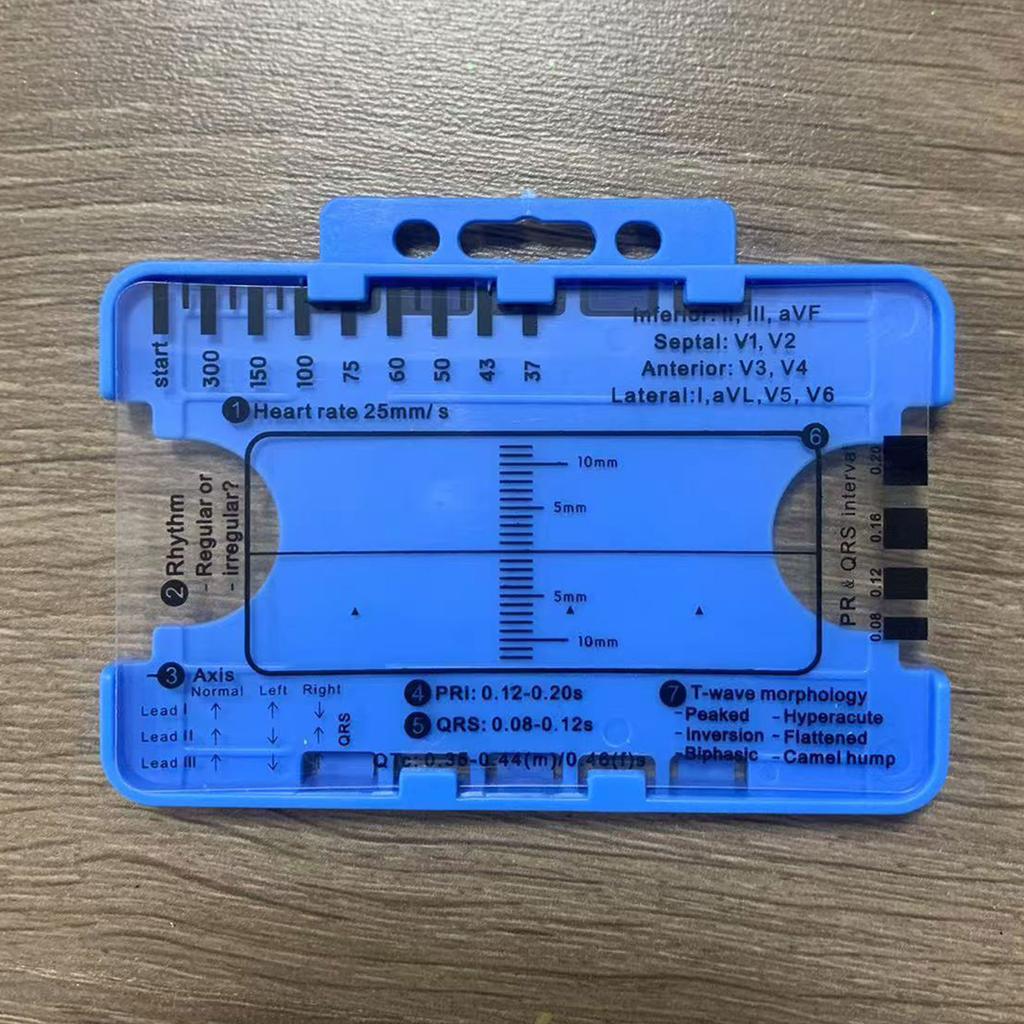 ECG 7 Step Ruler Card Portable Pocket ECG Interpretation Tool 7 Step Ruler Card Device for Quick & Accurate Measurements