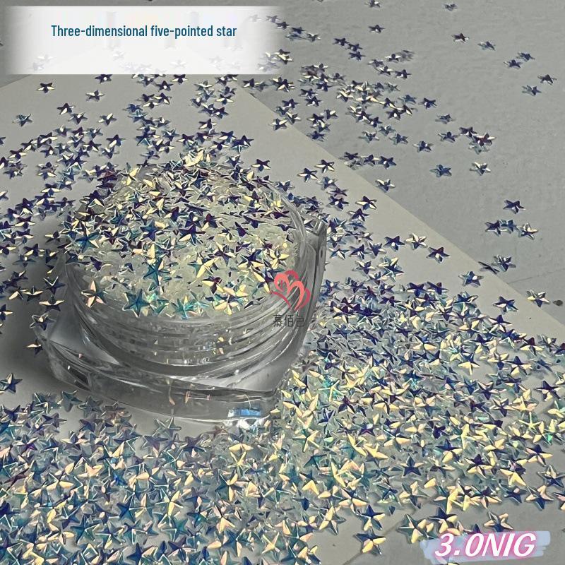 Iridescent 3D Korean Style Star Nail Art Sequins with Quicksand Effect 5 mL