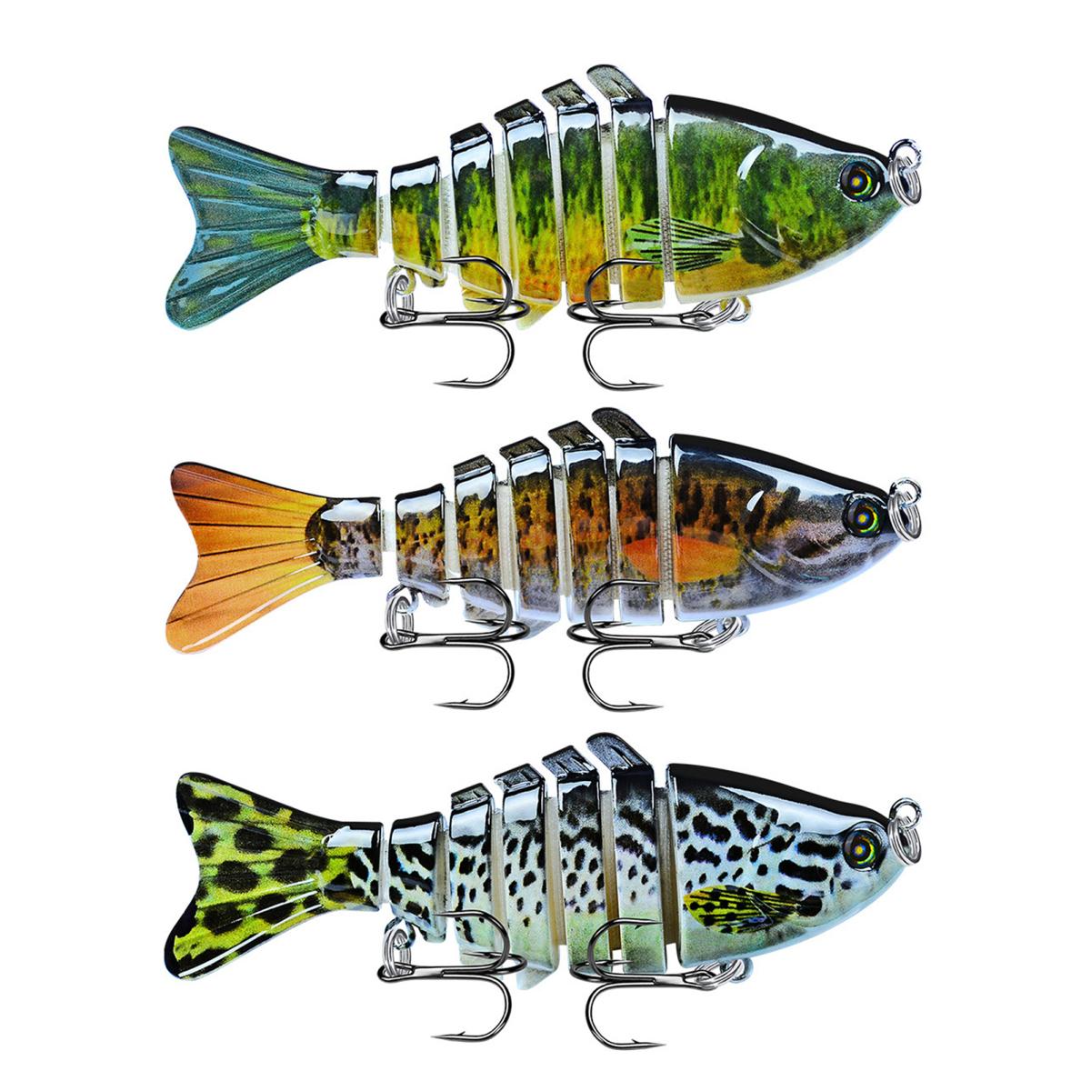 

3 шт. 10 см/15,5 г многосочлененная рыболовная приманка с крючками, реалистичная 7-секционная пластиковая искусственная приманка для пресноводной и соленой рыбалки B