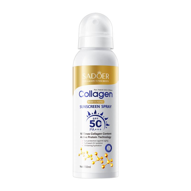 SPF50 PA+++ Sunscreen Spray with Collagen Anti Wrinkle Whitening UV Protection for Face Body 150ml