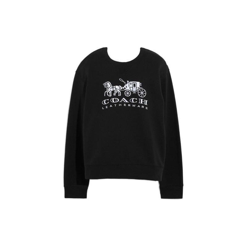 Coach Casual Pattern Printed Round Neck Pullover Sweatshirt Women tops C9116-BLK XS