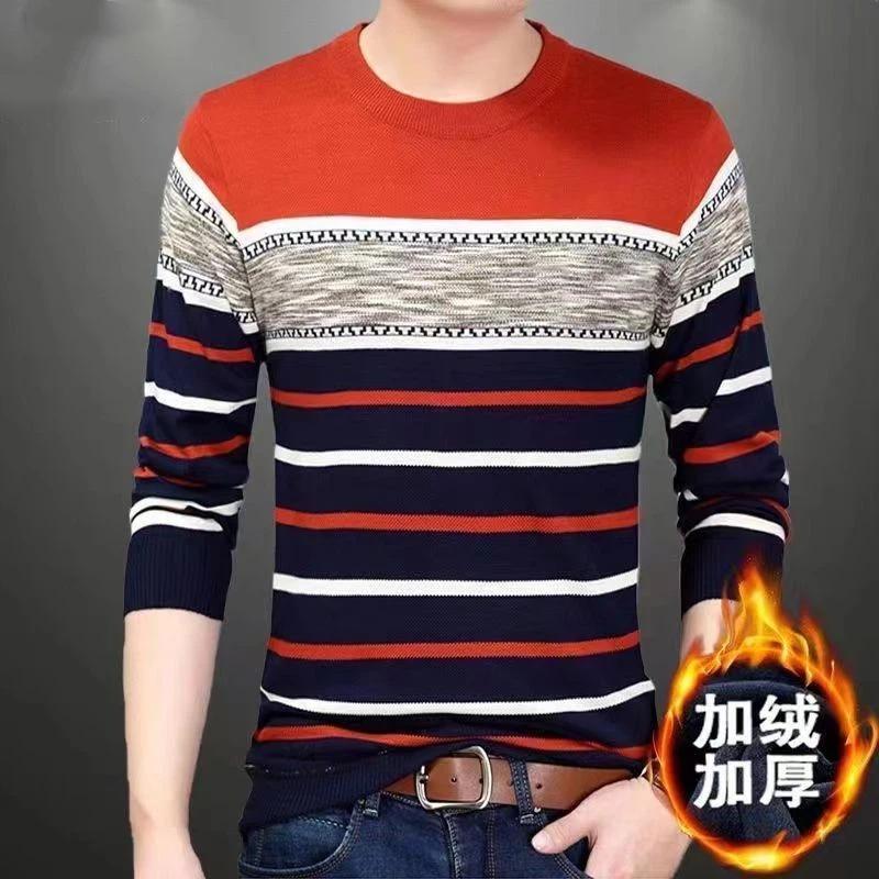 Nuovo Pullover Invernale da Uomo in Velluto Slim per Giovani e Mezza Età Girocollo Pullover Casual da Uomo