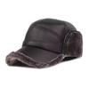 Fashion Foldable Winter Thickened Leather Cap With Built-in Earmuffs For Cold Wind As Warm Outdoor Sports Baseball Caps