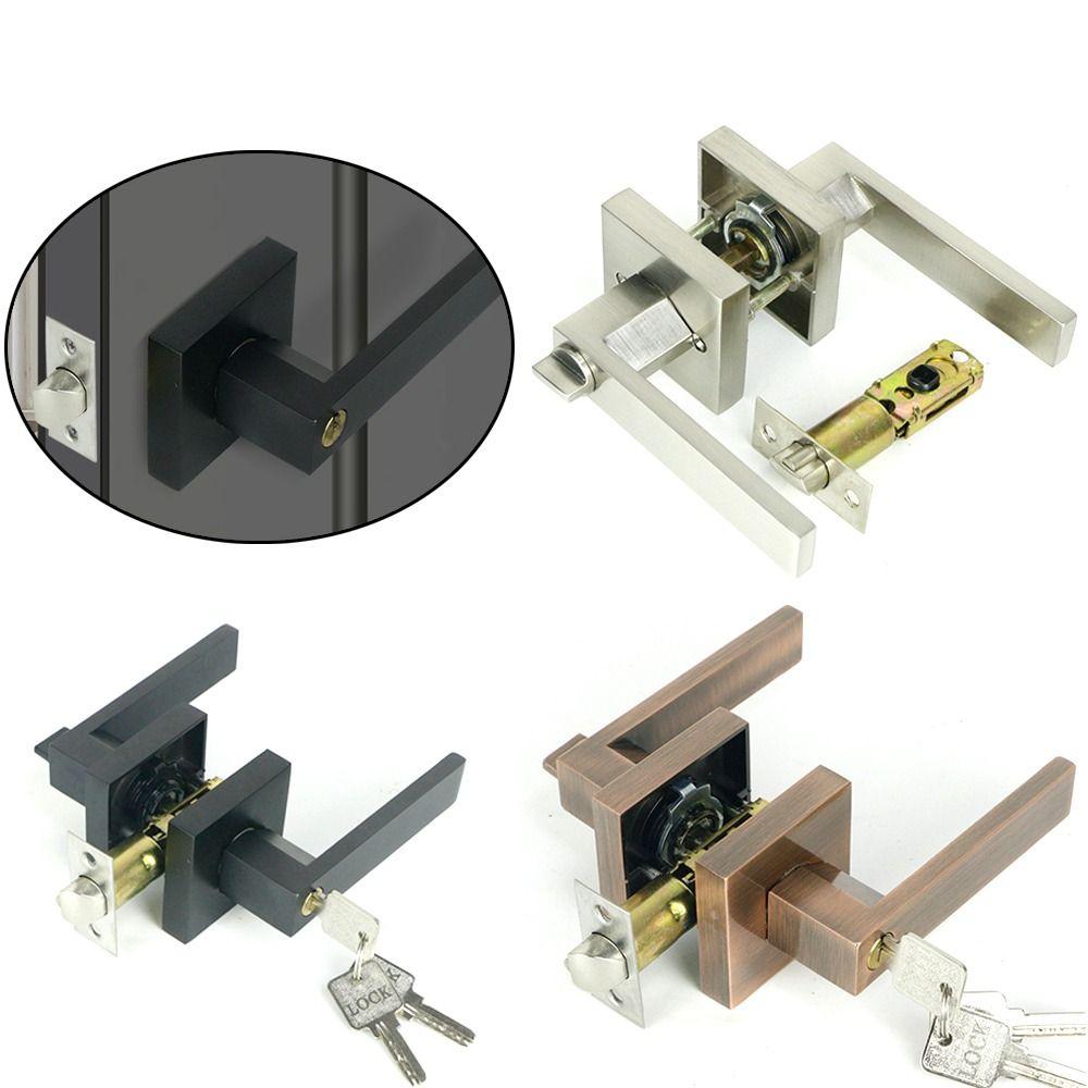 Internal Door Door Handle Lock Cylinder/Latch with Lock Door Lock Handles Set Bathroom Bedroom Door Aluminum Alloy