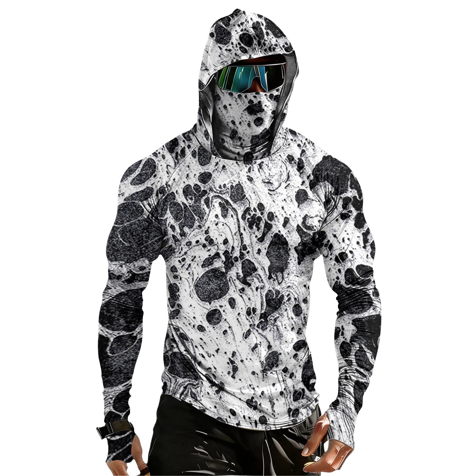 Men s Casual Drop-Shoulder Hooded Long-Sleeve Shirt XXL чёрный
