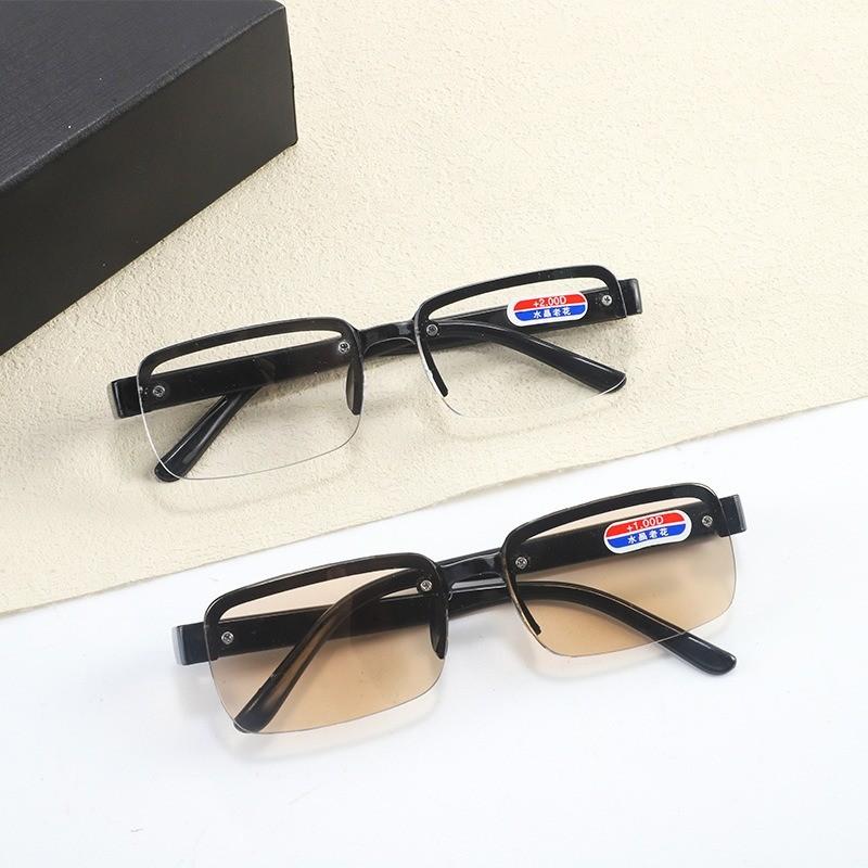 18PCS Half-Rim Reading Glasses Men Women Artificial Crystal Glass Lens Presbyopia Glasses +100 To +400
